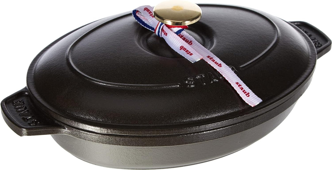 Staub 40509-582-0 Auflaufform, oval 23 x 17 cm, 1 L mit mattschwarzer Emaillierung im Inneren der Au