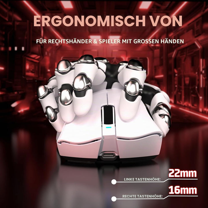 ATTACK SHARK V3 Kabellose Gaming-Maus, 65g Ultraleicht, Optischer Sensor PAW3311 mit 25K DPI, 1K Pol