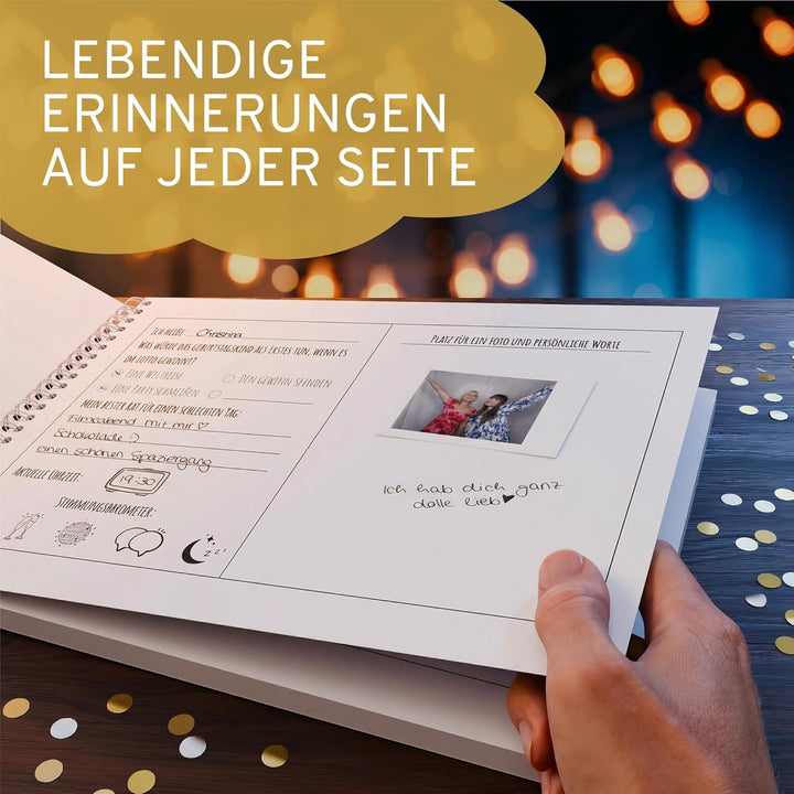 Gästebuch Geburtstag mit Fragen | 60 Seiten | 7 verschiedene Steckbriefe inkl. Fragen | Fotoalbum Ge