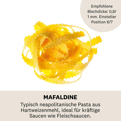 Capellini-Aufsatz aus Edelstahl für die Nudelmaschine Atlas 150 von Marcato, Legierung, Mafaldine, M