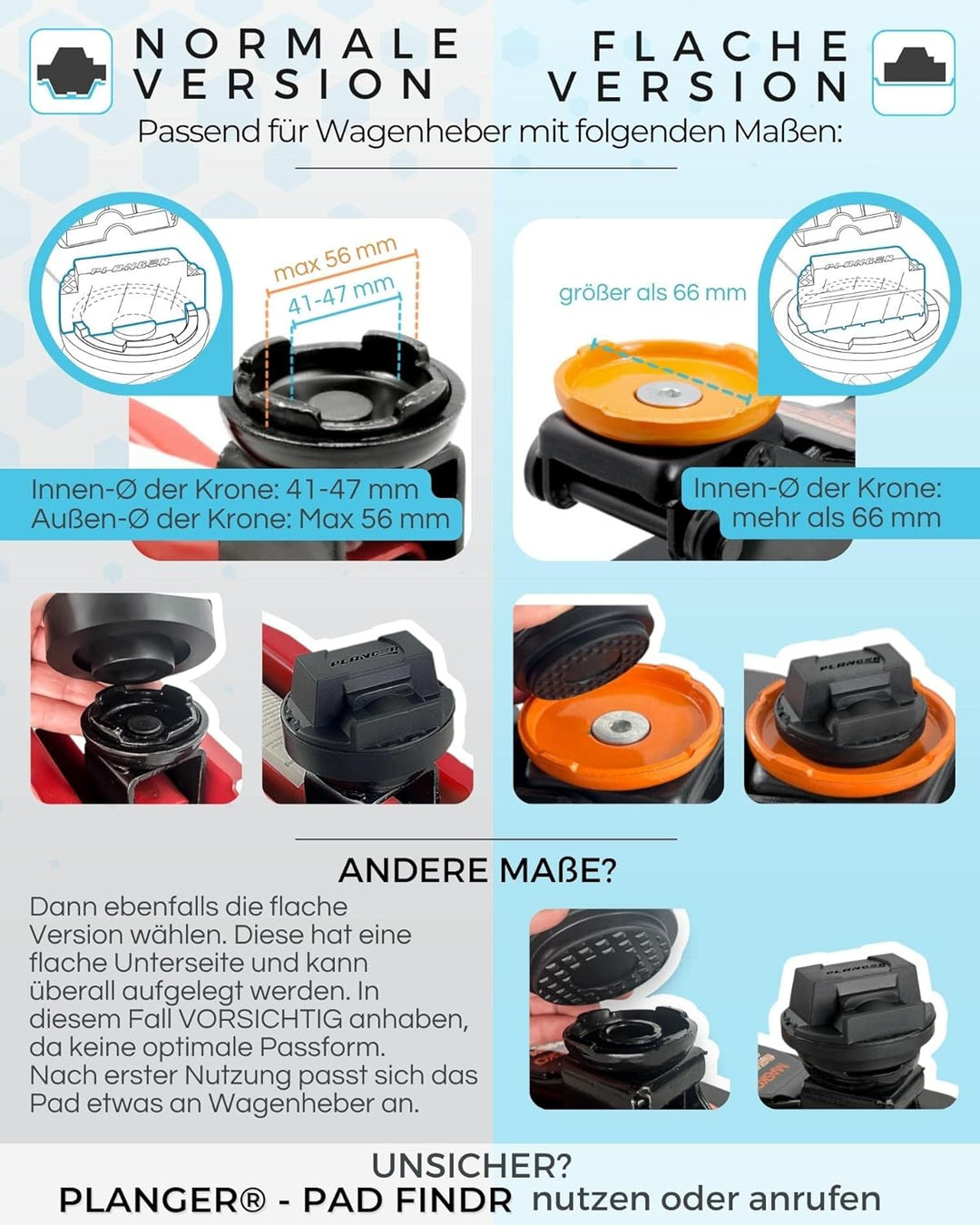PLANGER® - Wagenheber Gummiauflage (für Mercedes-Benz) - DAIMND PAD - für Rangierwagenheber - Schütz
