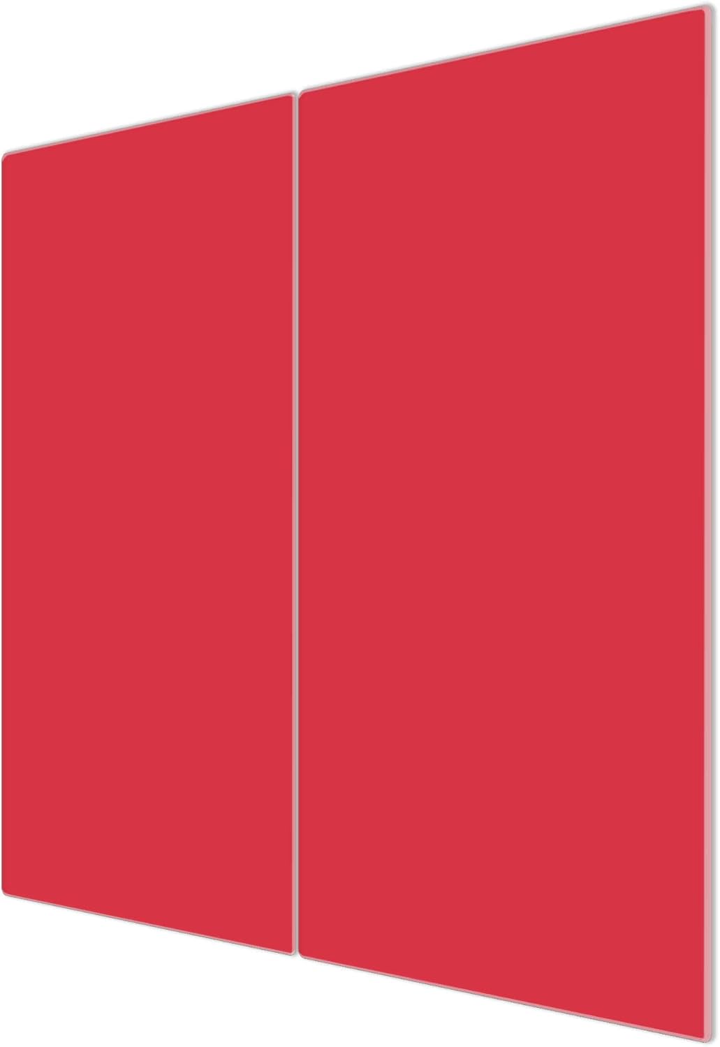 banjado® Herdabdeckplatte Glas 2-teilig je 30x52 cm/Schneidebrett Herdabdeckung mit Motiv Feuerrot/H