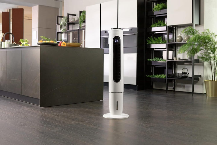 Olimpia Splendid 99312 Peler Tower Turmventilator Kühler mit Oszillationsbasis Timer und Kanister 3,