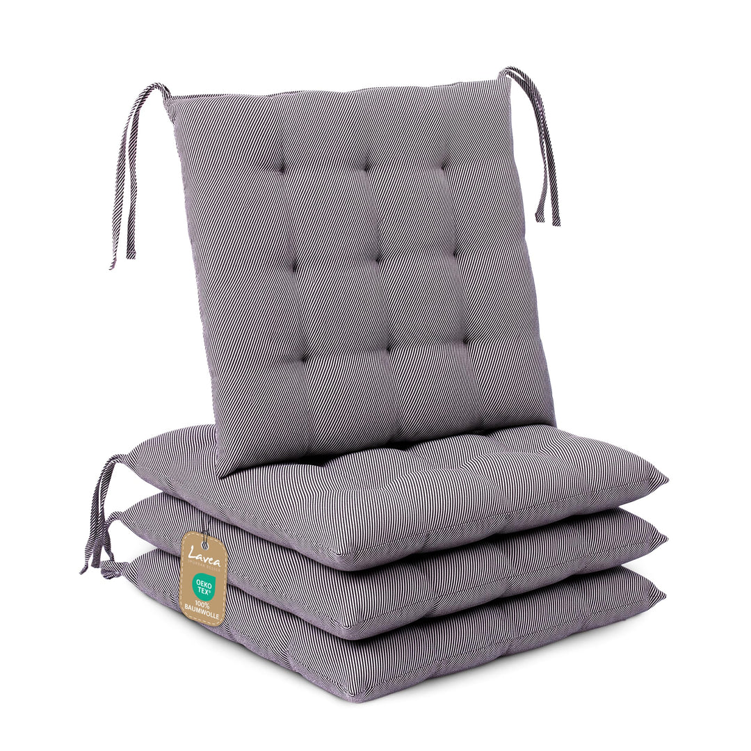 Lavea® Sitzkissen &amp; Stuhlkissen 40x40 cm – 4er Set – mit Stoffbändern – Outdoor &amp; Indoor – waschbar