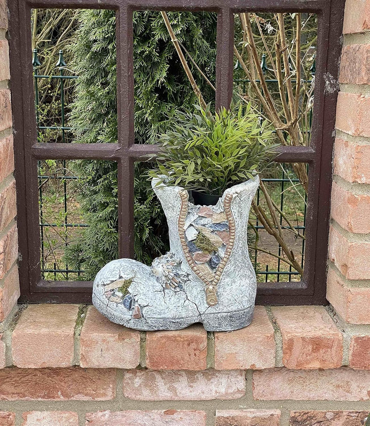 DanDiBo Pflanztopf Stiefel aus Magnesia Blumentopf 32 cm wetterfest frostfest 715432 Pflanzgefäss Üb