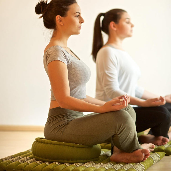 livasia Meditationsset XL - Ø 38x15cm / Matte 75x75x4,5cm - Yogaset mit Kissen und Matte, Pouf, Yoga