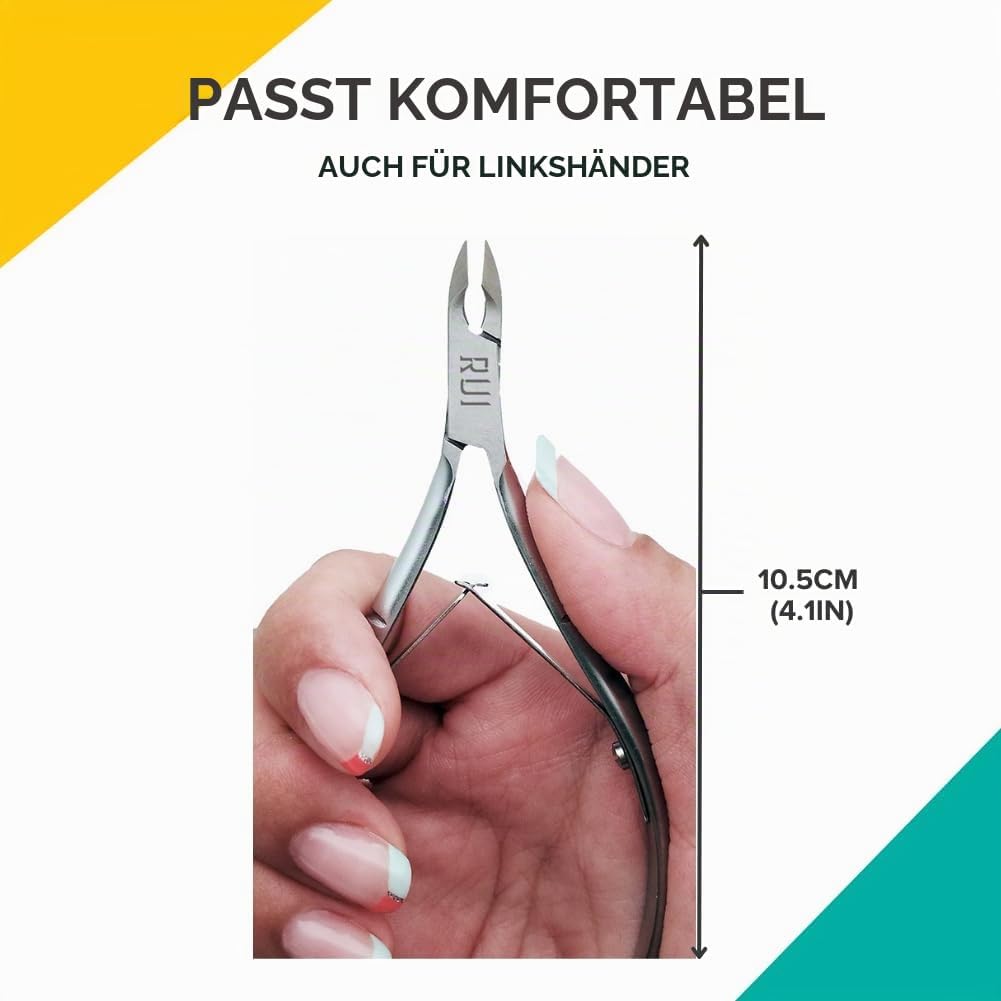 Rui Smiths Nagelhautzange, Profi-Edelstahl, Japanischer Griff, Mirror Finish, Doppelfeder, 5 mm Back