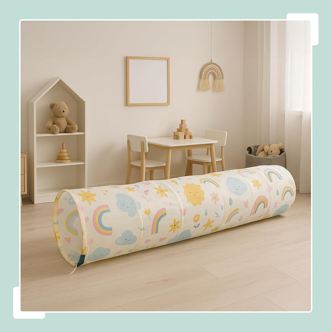 Relaxdays Spieltunnel Regenbogen, farbenfroher Krabbeltunnel, Kinder, BxD: 180 x 45 cm, Pop-up Tunne