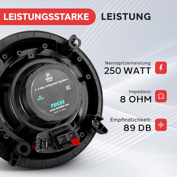 Pyle Deckenlautsprecher - Stereo-Heimkino-Lautsprecher - Wandlautsprecher Unterputz - 8-Zoll-Weiss 2