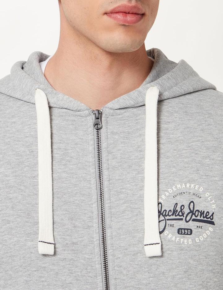 JACK & JONES Herren Jjmikk Sweat Zip Hood Pls Kapuzenjacke 3XL Grosse Grössen Light Grey Melange, 3X