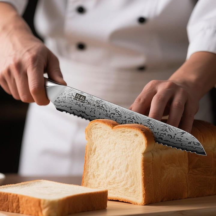 SHAN ZU Damast Brotmesser, 18cm Japanisches Küchenmesser aus SG2-Pulverstahl, Handgeschmiedetes Prof