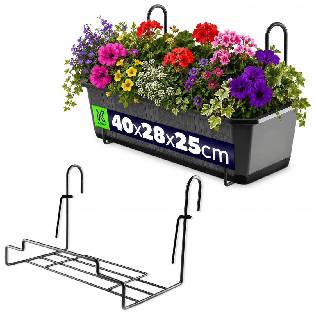 KADAX Blumentopfhalter für Geländer, Balkon, Terrasse, Blumenkasten, Innen und Aussen, Pflanzenständ