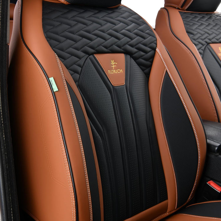 FLORICH Autositzbezüge Leder Vorder- und Rücksitzbezüge, 5 Stück, komplettes Set, universell passend