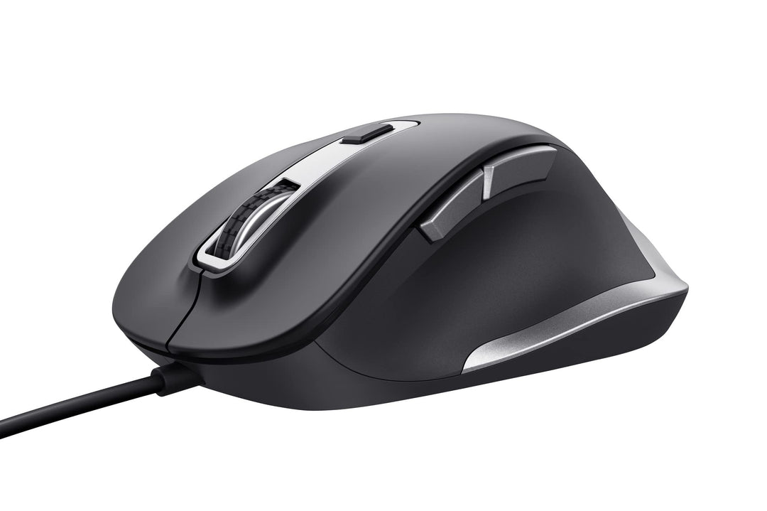 Trust Fyda PC Maus mit Kabel, Nachhaltiges Design, 600-5000 DPI, 6 Tasten, Daumen- und Fingerauflage