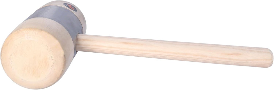 STUBAI HOLZHAMMER mit Metallmantel Ø 50 mm | robuster Holzhammer mit Weissbuchenkopf & Metallring |