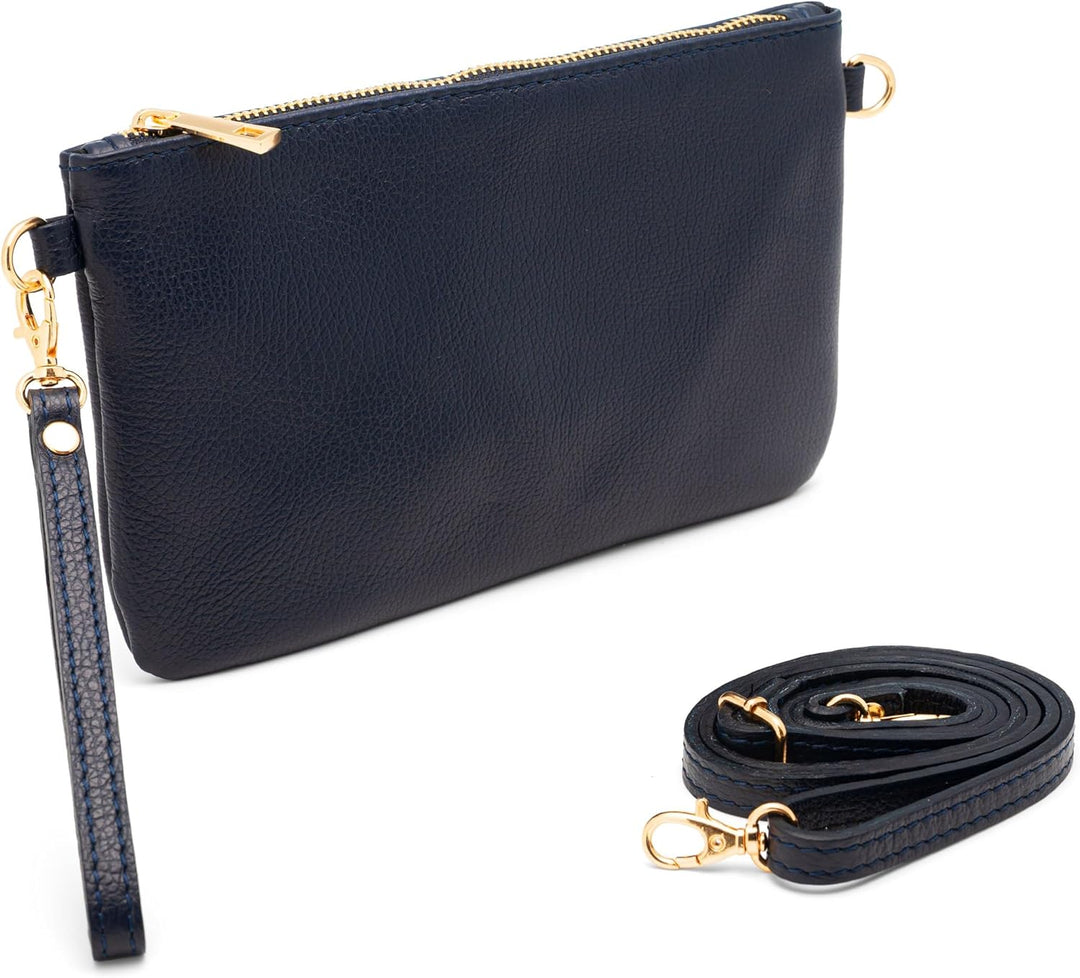 Mauro Pelletteria Damen-Clutch aus echtem Leder – Handtasche & Umhängetasche – 100% Made in Italy –