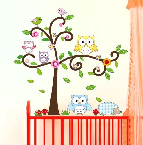 Wandkings Eulenbaum und Waldtiere Wandsticker XL Set, 57 Aufkleber, Gesamtfläche 130 x 70 cm