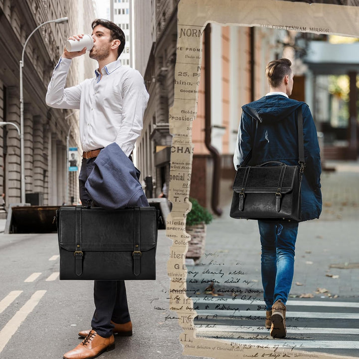 IGOLUMON Aktentasche Herren Wasserdicht Umhängetasche Herren 15,6 Zoll Laptoptasche Vintage Arbeitst