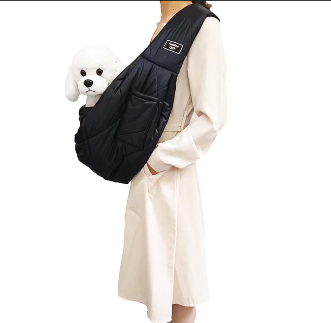 CYBERNOVA Small Pet Dog Cat Sling Carrier für 1-7kg, warm und Winddicht mit Tasche, Hand-Free Pet Ba