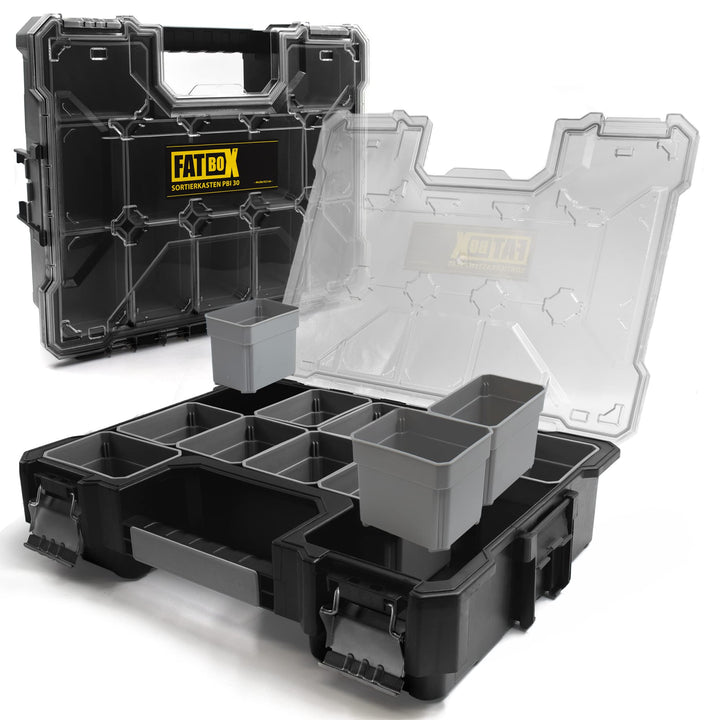 Fatbox XXL Organizer Sortierkasten Sortimentskasten Kleinteilemagazin Aufbewahrungsbox Koffer (Schwa