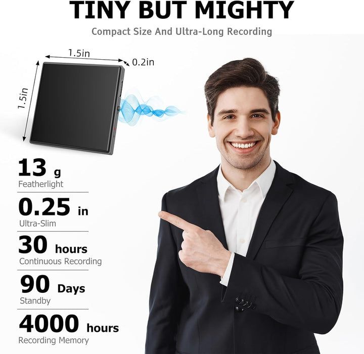 128GB Diktiergerät Mini Aufnahmegerät mit Dreifacher Rauschunterdrückung Voice Recorder, HD 3072 Kbp