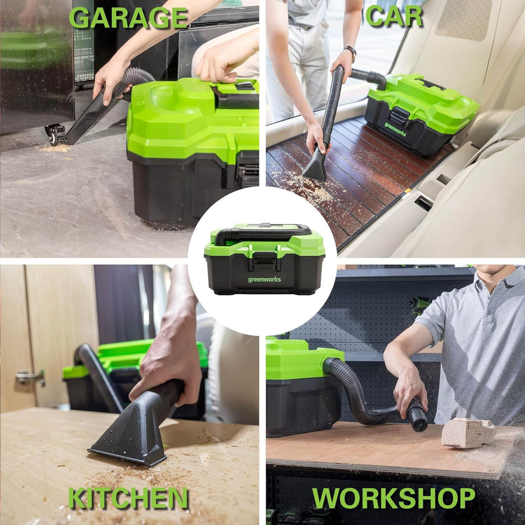 Greenworks Tools G24WDV 01-000004700407, 24V Wet/Dry Shop Vacuum, green,grey,black Nur Werkzeug, Nur
