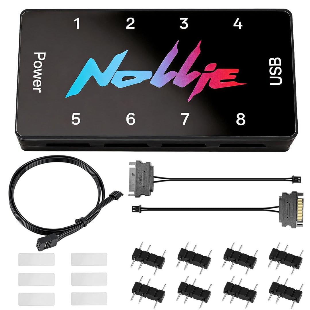 8-Port Signal RGB-Controller für PC, 5V 3-Pin SATA-gespeister ARGB-Controller PC-Beleuchtungs-Hub, F
