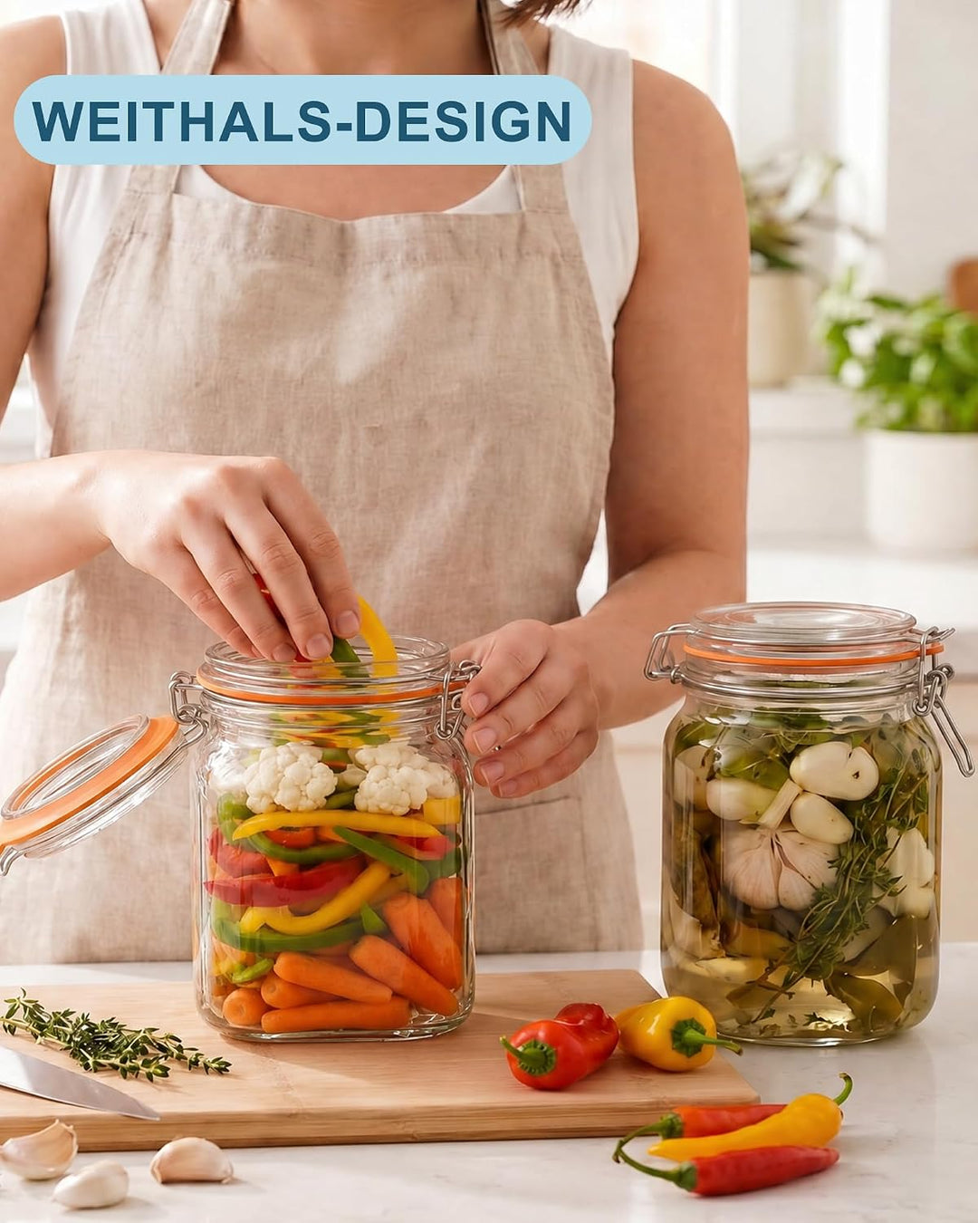 2er-Pack Fermentierglas 1L mit Gärventil und Gewicht: Premium Fermentationsglas Auslaufsicheres Ferm