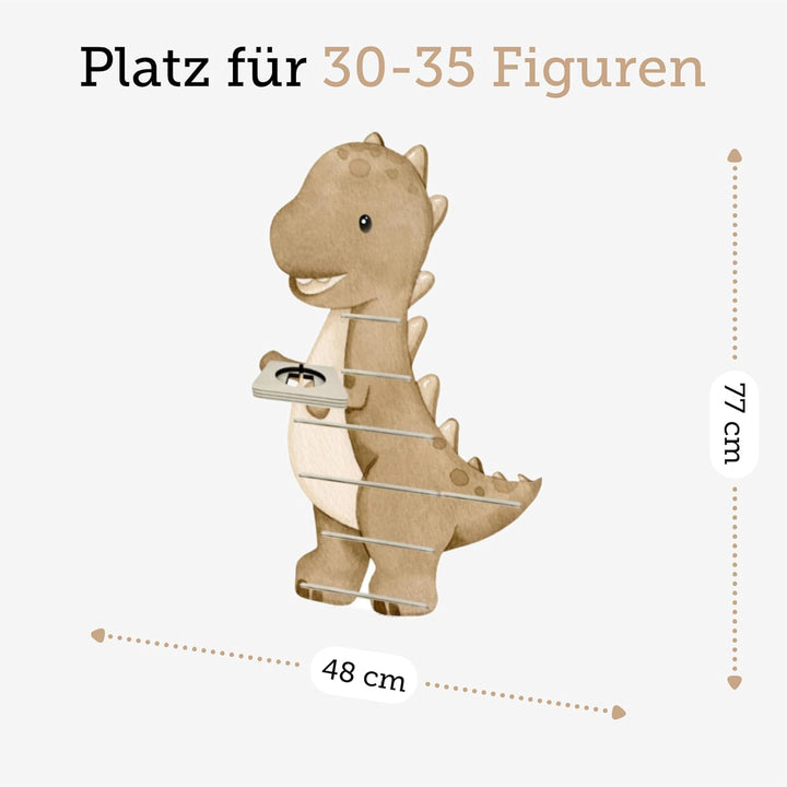 Farbklecks-Collection Tonie Regal Dino braun, Wandregal für bis zu 35 Hörfiguren, Masse 48 x 77 cm,