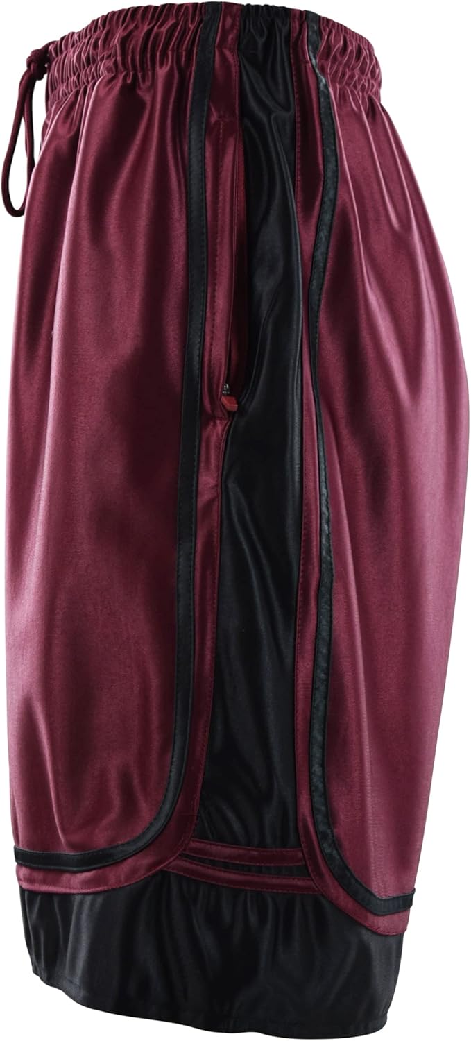Herren-Basketball-Shorts mit Reissverschlusstaschen 3XL 609-burgunderrot, 3XL 609-burgunderrot