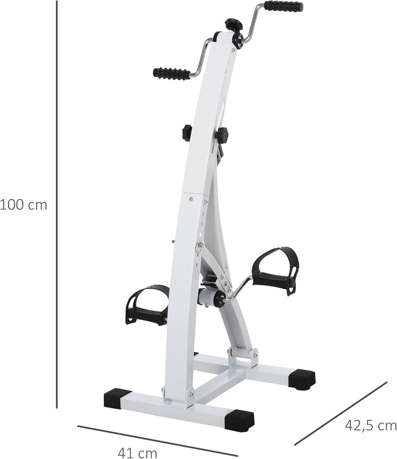 HOMCOM Heimtrainer Bewegungstrainer Pedaltrainer für Senioren Stahl Schwarz/Weiss 41 x 42,5 x