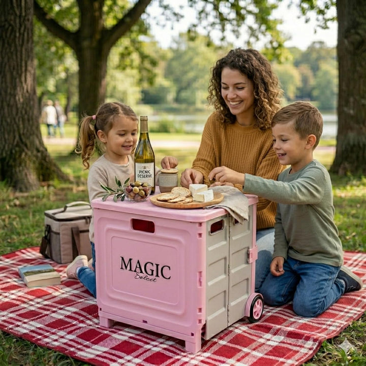 Faltbarer Einkaufstrolley 34 L | Klappbare Transportbox, Mit Rollen und Teleskopgriff, Für Supermark