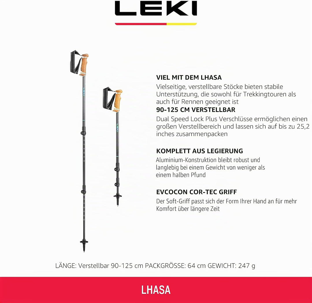 Leki Lhasa Stöcke einfarbig 90 - 125 cm, einfarbig 90 - 125 cm