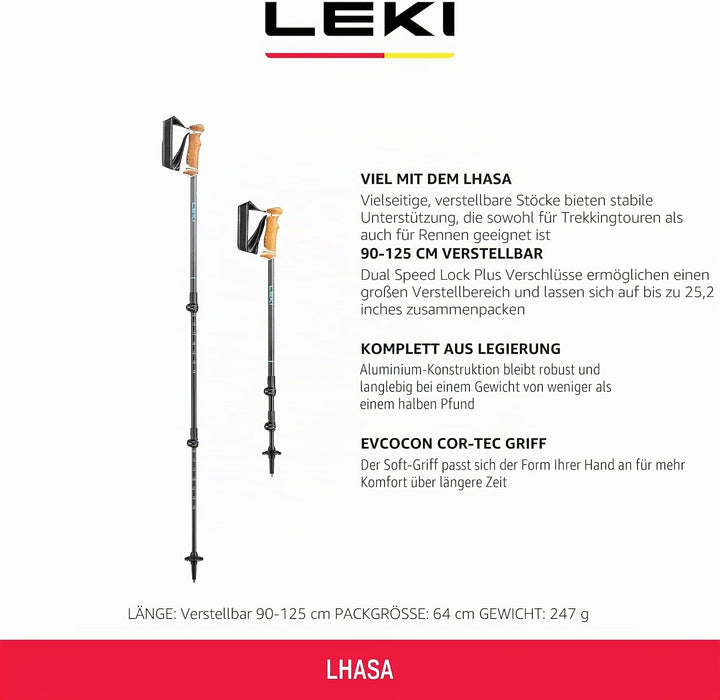 Leki Lhasa Stöcke einfarbig 90 - 125 cm, einfarbig 90 - 125 cm