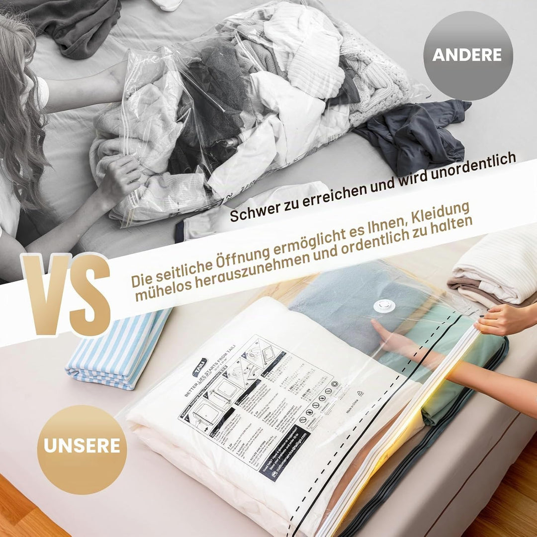 TAILI Vakuumbeutel für Kleidung mit Langer Reissverschluss 4 Stück Extra Grosse 100 X 70 CM Vakuumie