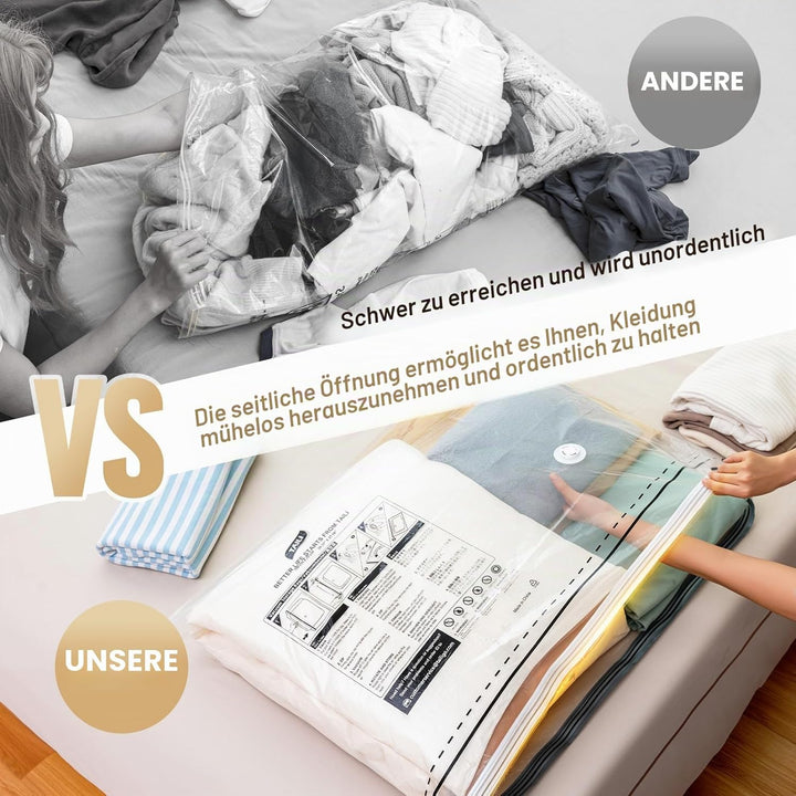 TAILI Vakuumbeutel für Kleidung mit Langer Reissverschluss 4 Stück Extra Grosse 100 X 70 CM Vakuumie
