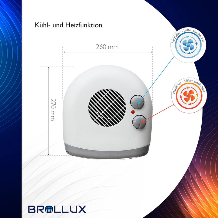 Elektroheizung 2000W LUX13 mobiles Heizgerät Thermoventilator Heizlüfter Elektroheizkörper weiss mob