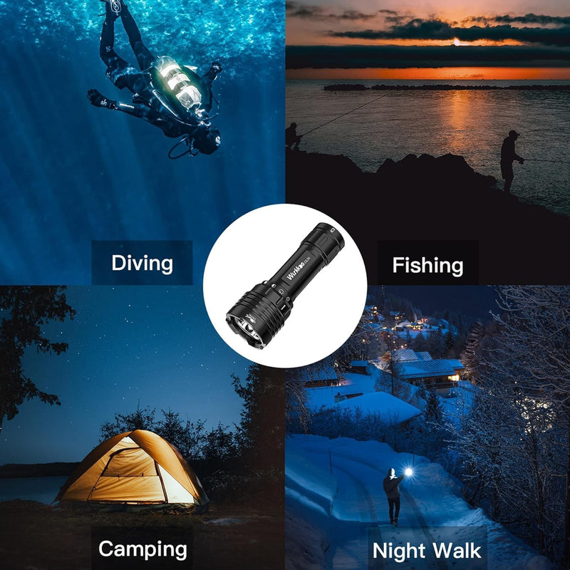 Wurkkos DL30 Tauchlampe, 3600 Lumen Tauchen Taschenlampe Wiederaufladbar, IPX8 Wasserdicht, 3* CRI 9
