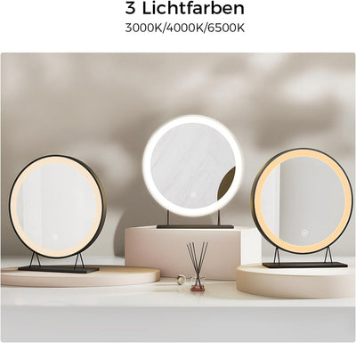 Heilmetz® Schminkspiegel mit Beleuchtung Schminkspiegel Φ48cm LED Tischspiegel Kosmetikspiegel mit B