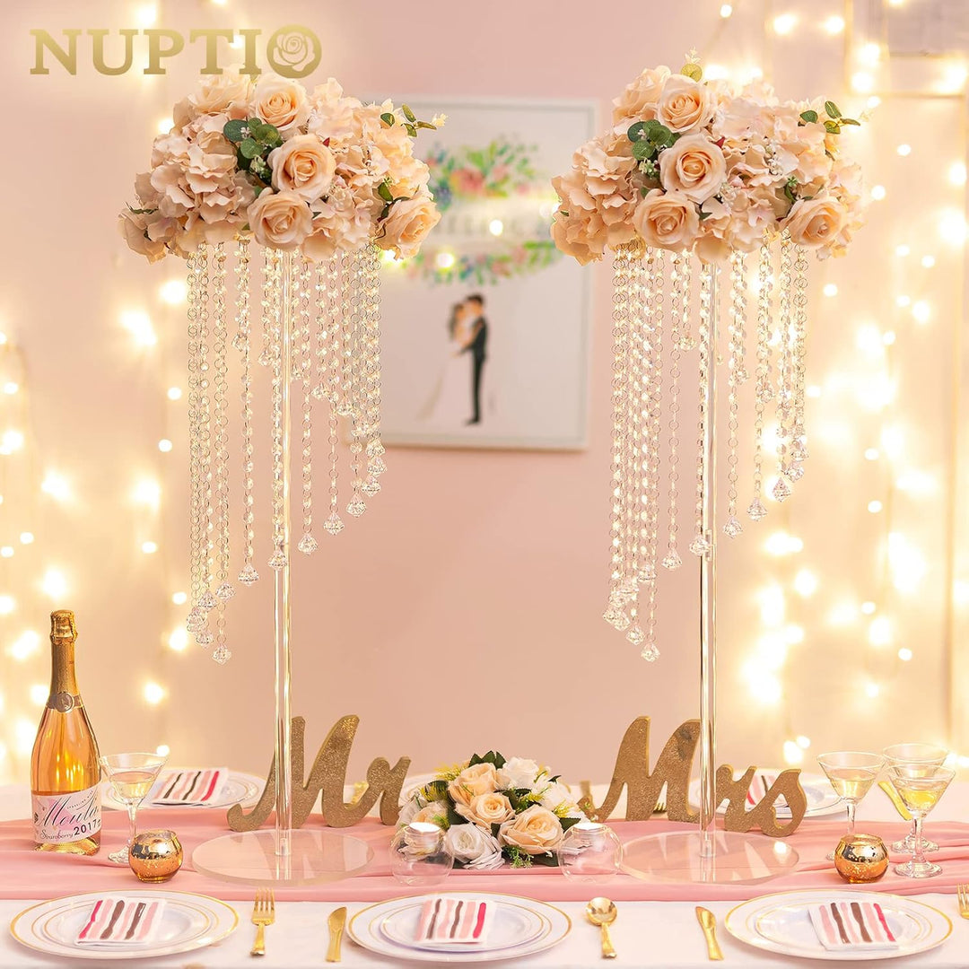 Nuptio Acryl Vasen Hochzeit Mittelstücke - 10 Stück 80cm Hoch Klare Geometrische Blume Vase Stehen f