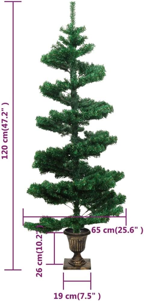 vidaXL Spiral Weihnachtsbaum mit Topf LEDs Christbaum Tannenbaum Dekobaum Kunstbaum Weihnachten Deko
