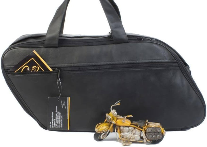 made4bikers: Koffer-Innentaschen aus Leder passend für Harley-Davidson Road King mit Leder-Koffern