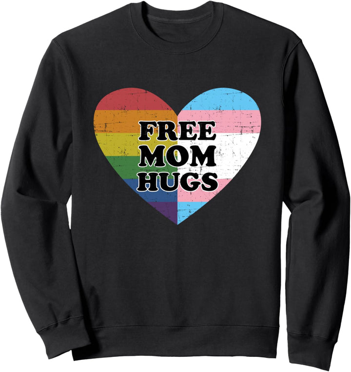 Free mom hugs mit Regenbogen und Transgender Flagge Sweatshirt
