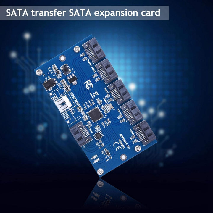 Sata-Adapterkarte, Sata-Riser-Karten-Hub 5 SATA-Port-Multiplie-Unterstützung Hot Swap