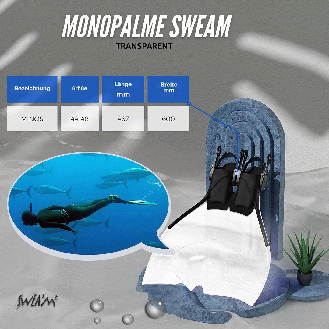 Sweam - Monoflosse Verstellbar, Transparent 44 - 48