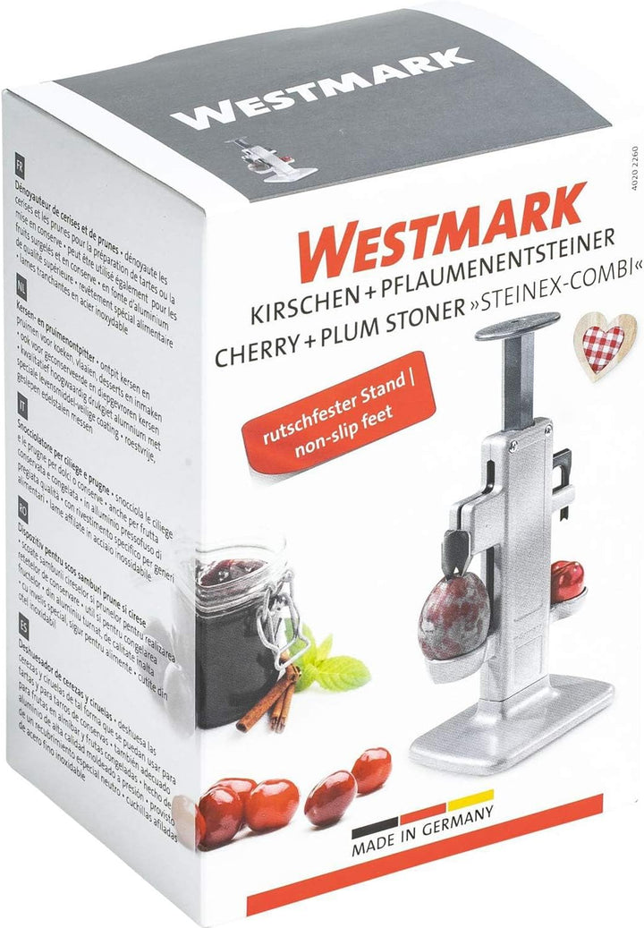 Westmark Kirschen- und Pflaumenentsteiner, Kombi-Entkerner, Höhe: 23 cm, Aluminium/Edelstahl/Kunstst