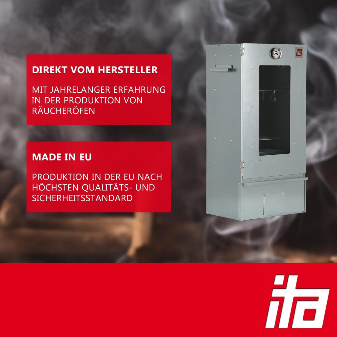 ITA Elektrischer Räucherofen 7002 - Premium Räucherschrank aus Edelstahl 81 cm mit Elektroheizung &