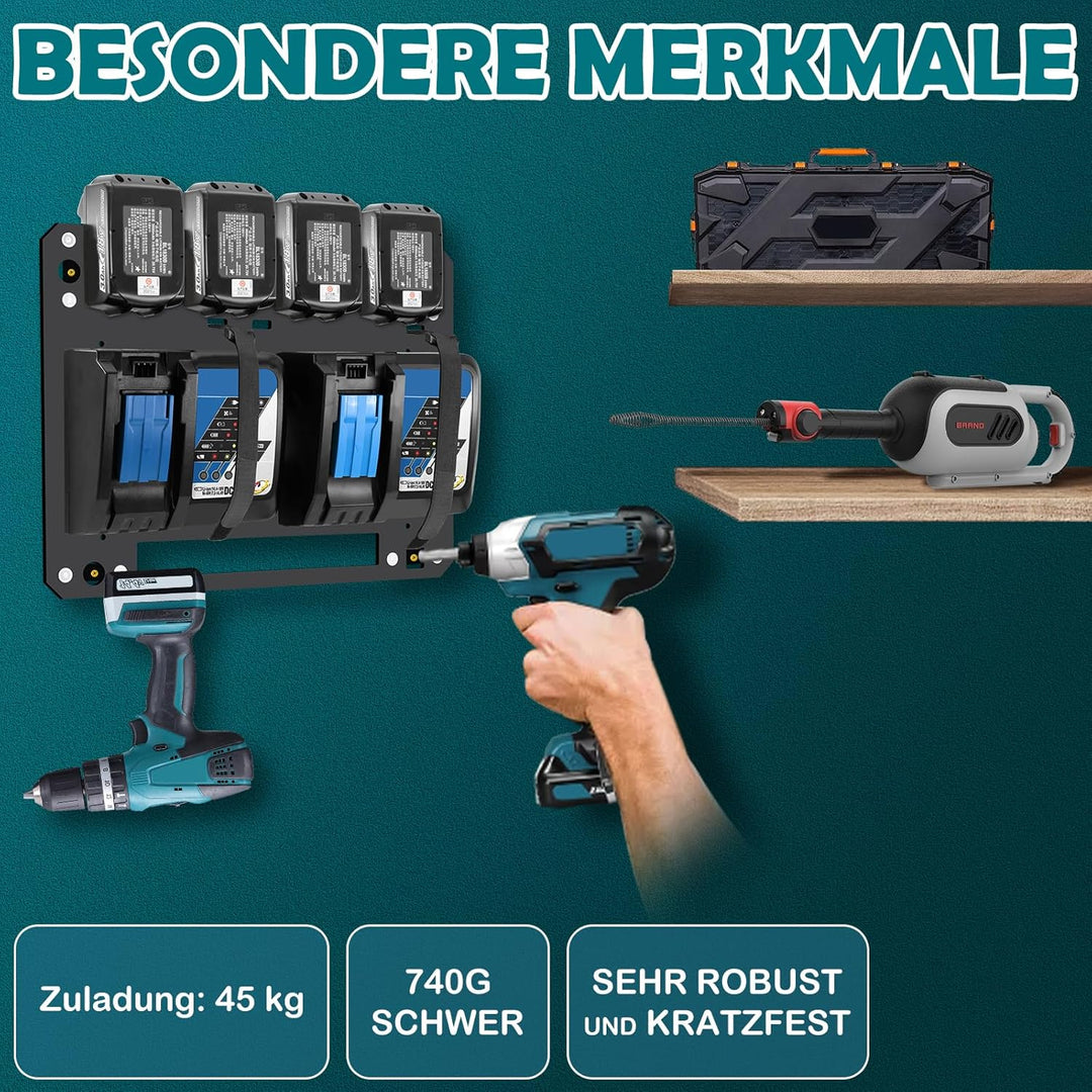 Wandhalterung für Makita ,Akku halterung für makita 4er Akkuhalter ,14,4V/18V Anwendbar auf makita w