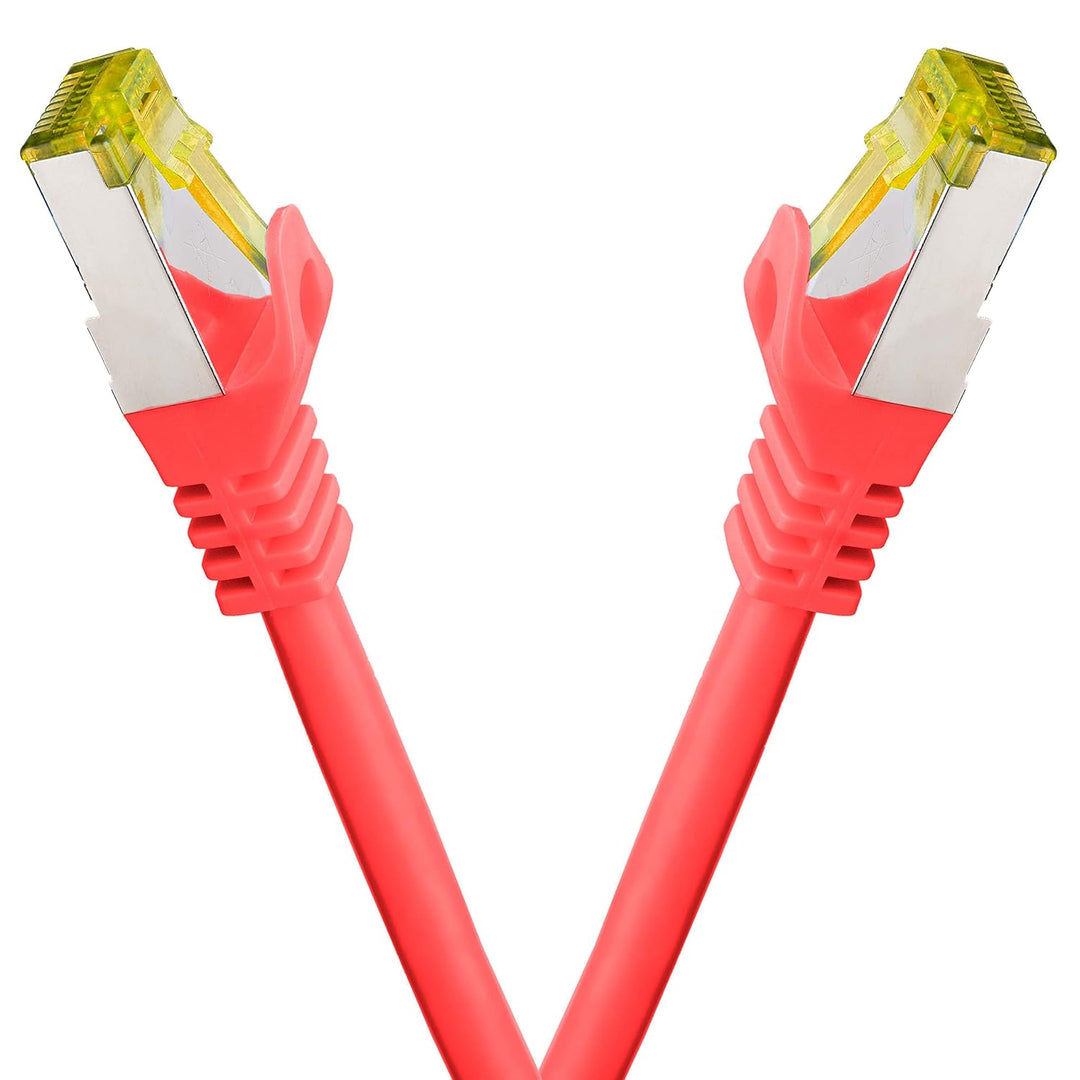 BIGtec LAN Kabel 5 Stück 10m Netzwerkkabel CAT7 Ethernet Internet Patchkabel CAT.7 rot Gigabit doppe