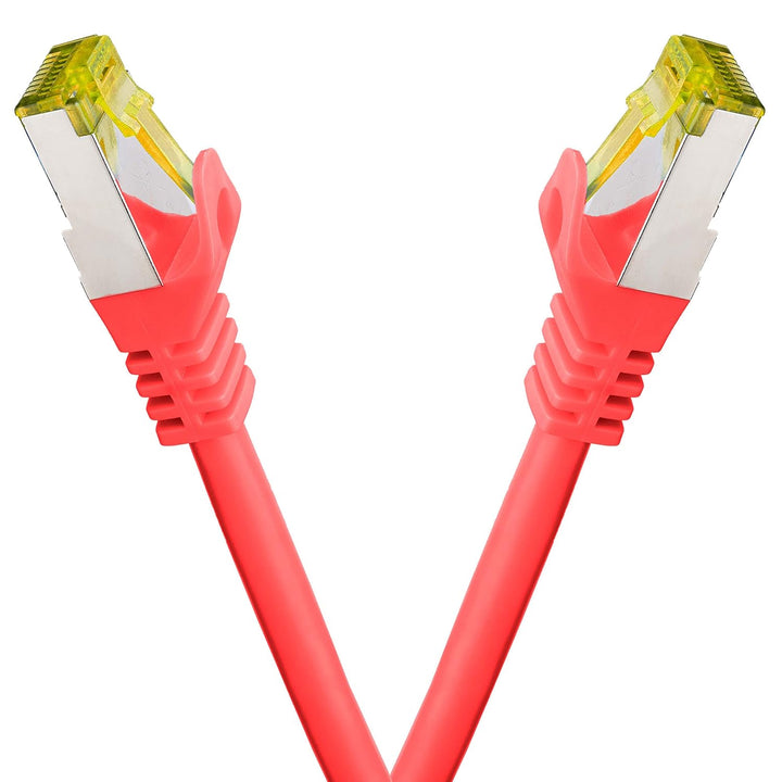 BIGtec LAN Kabel 5 Stück 10m Netzwerkkabel CAT7 Ethernet Internet Patchkabel CAT.7 rot Gigabit doppe